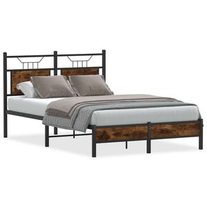 vidaXL Cadru pat fără saltea stejar fumuriu 120x190 cm, lemn prelucrat