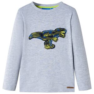 vidaXL Tricou pentru copii cu m&acirc;neci lungi, gri melanj, 128