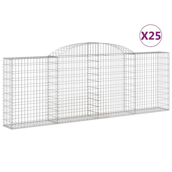 vidaXL Coșuri gabion arcuite 25 buc, 300x30x100/120 cm fier galvanizat