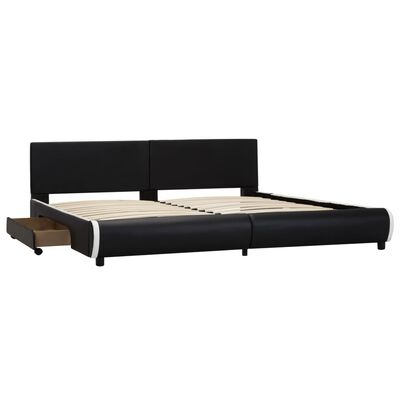 vidaXL Cadru pat cu sertare, negru, 180 x 200 cm, piele artificială