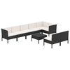 vidaXL Set mobilier de grădină cu perne, 9 piese, negru, poliratan