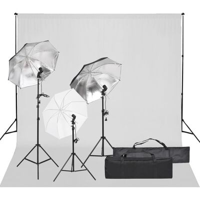 vidaXL Kit studio foto cu set de lumină și fundal