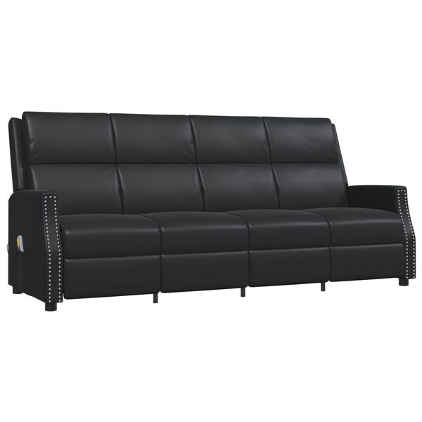 vidaXL Fotoliu de masaj rabatabil, 4 locuri, negru, piele ecologică