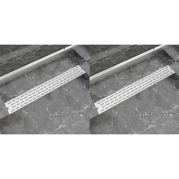 vidaXL Rigolă liniară de duș, 2 buc. 830x140 mm oțel inoxidabil, linii