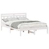 vidaXL Cadru de pat Alb 135 x 190 cm Lemn de pin masiv