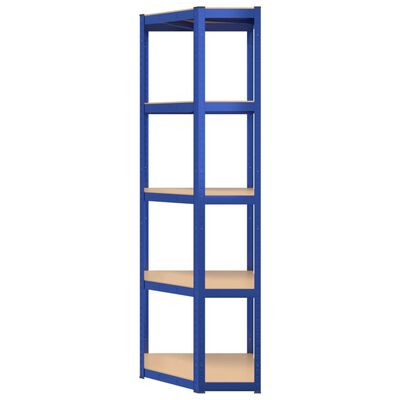 vidaXL Raft de colț cu 5 niveluri, albastru, oțel și lemn prelucrat