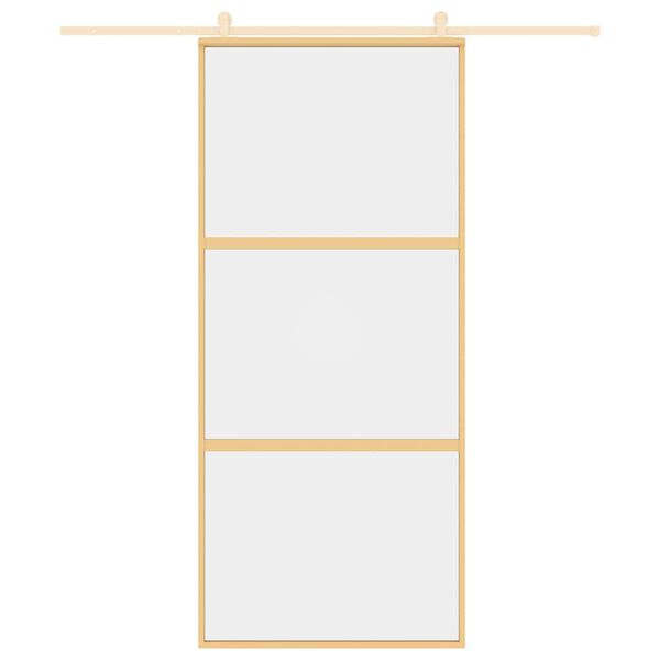 vidaXL Ușă glisantă, auriu, 90x205 cm, sticlă ESG mată și aluminiu