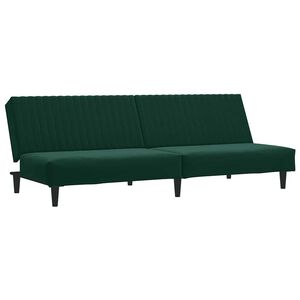 vidaXL Canapea extensibilă cu 2 locuri, verde &icirc;nchis, catifea