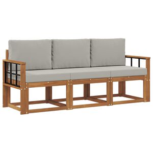 vidaXL Set de canapele de exterior 3 pcs Gri natural și deschis