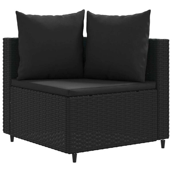 vidaXL Set mobilier de grădină cu perne, 8 piese, negru, poliratan