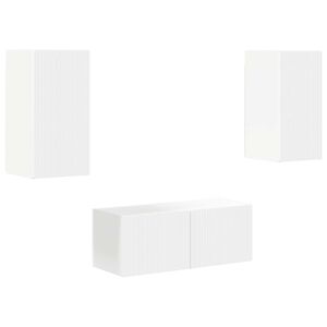 vidaXL Set comodă TV Pe perete 6 pcs Alb Lemn compozit