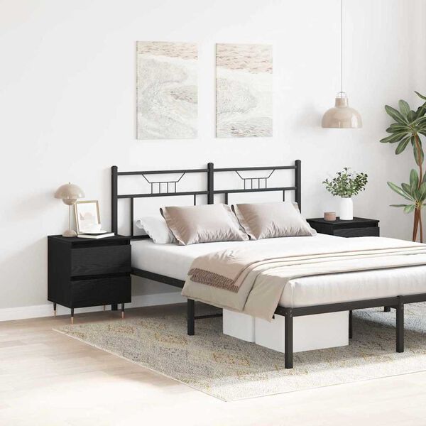 vidaXL Dulap de noapte cu sertar 2 pcs Stejar Negru 40 x 35 x 50 cm