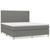 vidaXL Pat continental cu saltea, gri &icirc;nchis, 160x200 cm, țesătură