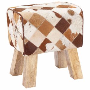 vidaXL bancă 40 x 30 x 45 cm Piele Naturală Patchwork maro