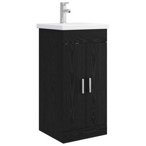 vidaXL Mobilă de baie cu chiuvetă Stejar Negru 42 x 40 x 84,5 cm
