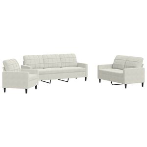 vidaXL Set de canapele cu perne, 3 piese, crem, catifea