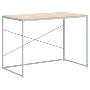 vidaXL Birou de computer, alb și stejar, 110x60x70 cm, lemn prelucrat
