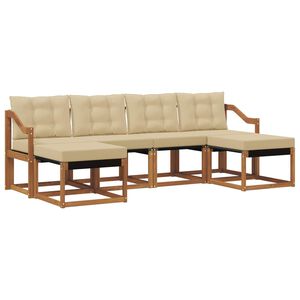 vidaXL Set de canapele de exterior cu pernă 6 pcs Natural și Bej