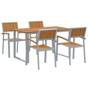 vidaXL Set de masă pentru grădină 5 pcs Gri Lemn Solid de Acacia