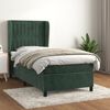 vidaXL Pat box spring cu saltea, verde &icirc;nchis, 80x200 cm, catifea