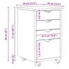 vidaXL Cabinet mobil cu roata Gri 34 x 39 x 56 cm Lemn de pin masiv