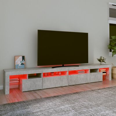 vidaXL Comodă TV cu lumini LED, gri beton, 260x36,5x40cm