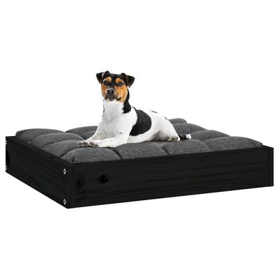 vidaXL Pat pentru câini, negru, 51,5x44x9 cm, lemn masiv de pin
