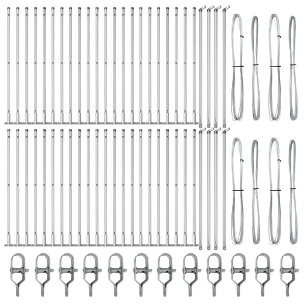 vidaXL Stâlp de gard. Altele 52 pcs Gri 3,2 x 3,2 x 50 cm Oțel