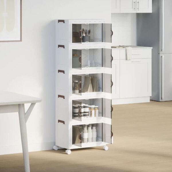 vidaXL Cutie de depozitare stivuită cu roți 5 niveluri 28 L