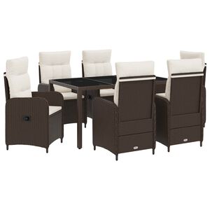 vidaXL Set dining pentru exterior 7 buc. Maro și Alb Crema poliratan