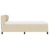 vidaXL Pat cu arcuri cu saltea cu headboard Crem 90 x 190 cm țesătură