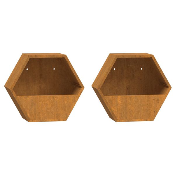 vidaXL Jardiniere de perete, 2 buc., ruginiu, 30x10x25 cm, oțel corten
