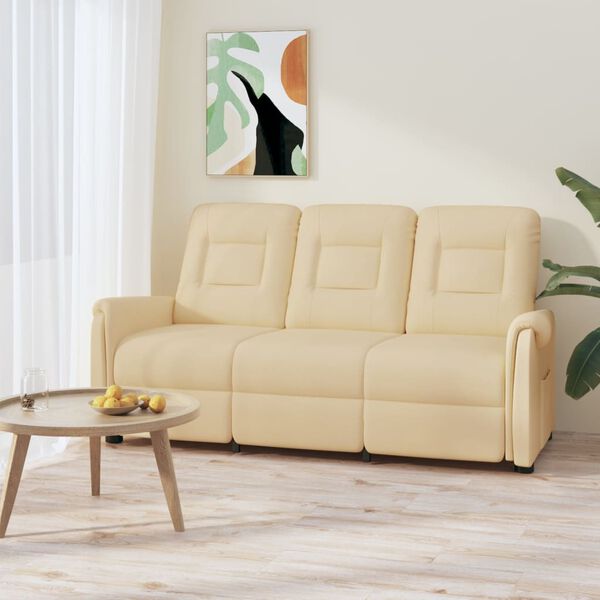 vidaXL Fotoliu rabatabil de masaj cu 3 locuri, crem, microfibră