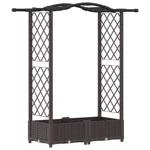 vidaXL Pat Ridicat cu Trellis și Acoperiș Maro 124 x 40 x 123 cm PP