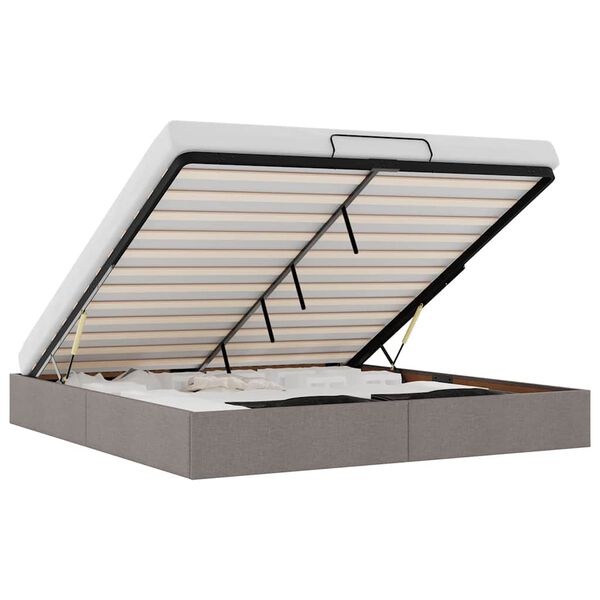 vidaXL Cadru de pat otoman fără saltea Taup 200x200 cm țesătură