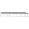 vidaXL Cușcă c&acirc;ini cu acoperiș și ușă, gri, 12x2x2 m, oțel galvanizat