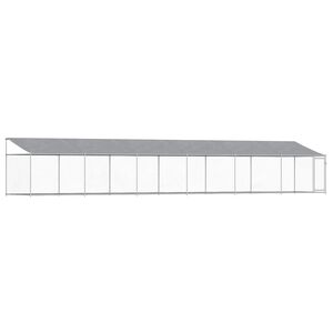 vidaXL Cușcă c&acirc;ini cu acoperiș și ușă, gri, 12x2x2 m, oțel galvanizat