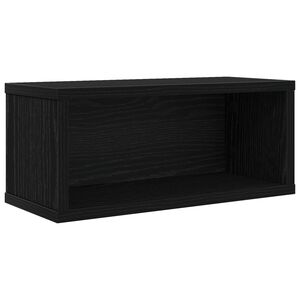 vidaXL Raft pentru depozitarea CD-urilor Stejar Negru 40 x 17 x 17 cm