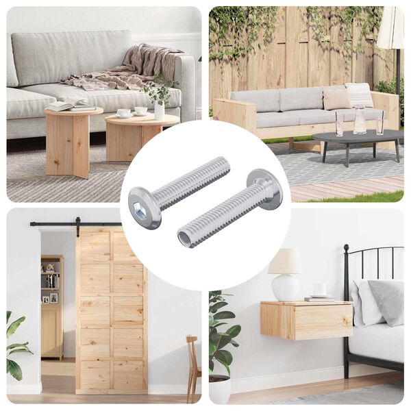 vidaXL Șurub de blocare Simplu 2 pcs Argintiu M6 x 30 mm Oțel