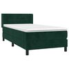 vidaXL Pat box spring cu saltea, verde &icirc;nchis, 80x200 cm, catifea