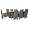 vidaXL Set mobilier de exterior cu perne, 9 piese, gri, poliratan