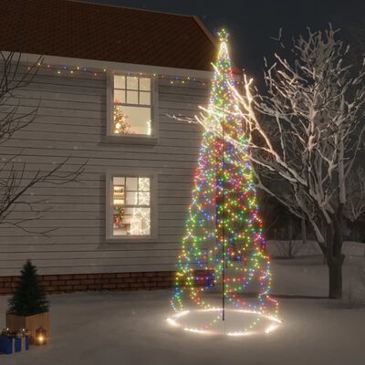 vidaXL Pom de Crăciun cu stâlp de metal, 1400 LED-uri, colorat, 5 m