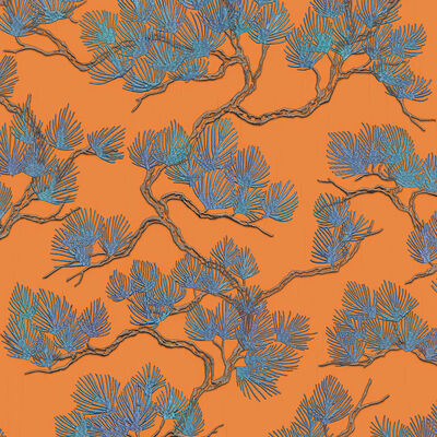 DUTCH WALLCOVERINGS Tapet, albastru și portocaliu, model pin