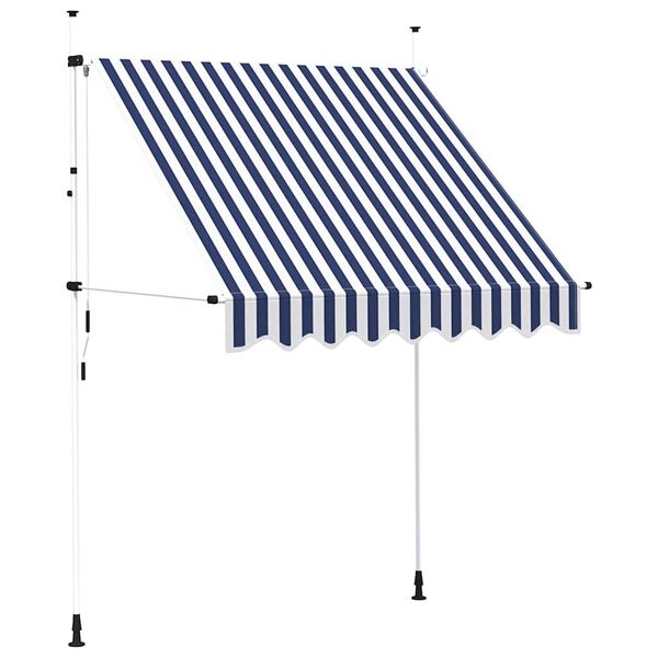 vidaXL Copertină retractabilă manual, dungi albastru și alb, 200 cm