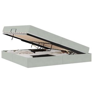 vidaXL Pat cu saltea și spațiu de depozitare Gri deschis 200 x 200 cm