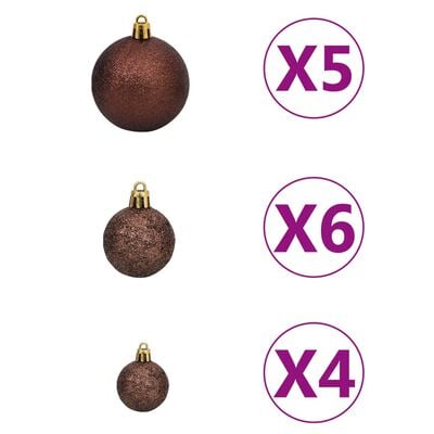 vidaXL Brad de Crăciun pre-iluminat slim, set globuri, negru, 120 cm