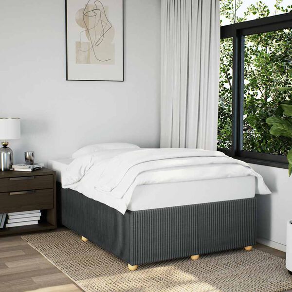 vidaXL Cadru de pat fără saltea gri &icirc;nchis 120x190 cm țesătură