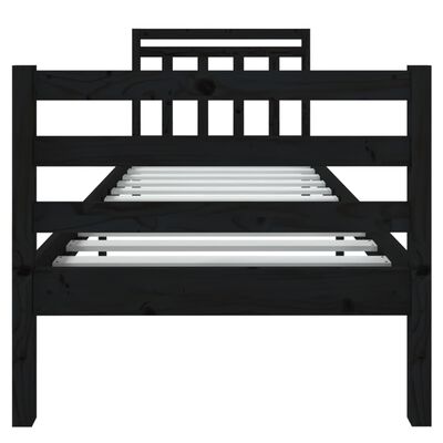 vidaXL Cadru de pat Small Single 2FT6, negru, 75x190 cm lemn masiv