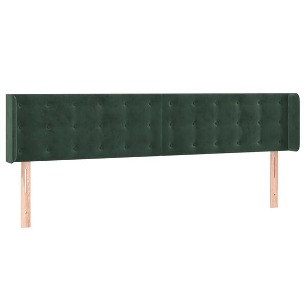 vidaXL Tăblie de pat cu LED, verde închis, 163x16x78/88 cm, catifea