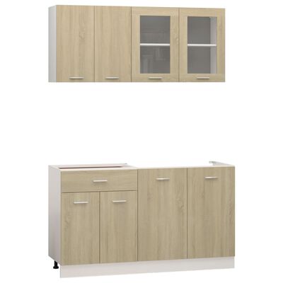 vidaXL Set dulapuri bucătărie, 4 piese, stejar sonoma, lemn prelucrat